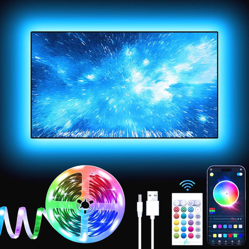 GIPOYENT TV LED Lights, 13.1ft TV LED Lights for 40-65 Inch, LED TV Behind with Bluetooth Function - RGB Color Changing Light Strip for Home Theat...