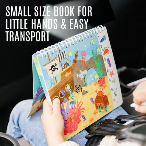Kids Travel Educational Activity Book with Washable Markers - Car and Airplane Activities, Learning Toys for Toddlers- Search and Find, Reusable S...