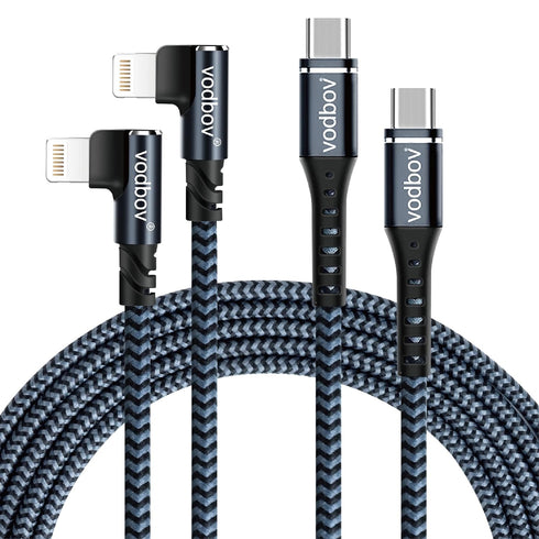 90 Degree iPhone Charger Fast Charging Cable 2Pack 10ft 6ft USB C to Lightning Right Angle Black......