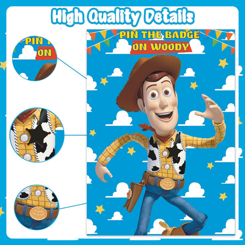 Toy Inspired Story Party Supplies, Toy Inspired Story Birthday Decorations, Pin The Badge on Woody Party Game Large Poster for Toy Inspired Story ...