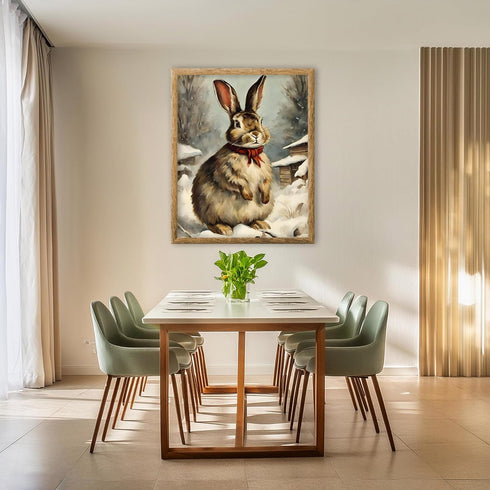 Posterizer 1 pcs-cute bunny in snowy winter scene -2-Art for Animal Lovers-Landscape & Nature Art-Decor for Home & Office- unframed wall art...