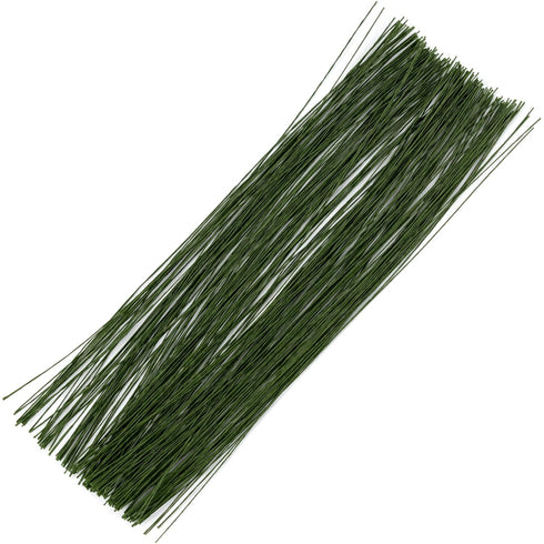 200 Pieces Dark Green Floral Stem Wire 14 Inch Stem Wire Flower Making Accessory Florist Wire for Crafts Flower Arrangement Stem Wrapping DIY Bouq...