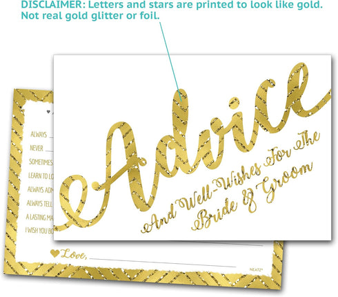 50 Wedding Advice Cards & Well Wishes for the Bride and Groom - Bridal Shower Games, Wedding Games, Wedding Decorations, Wedding Guest Book Altern...