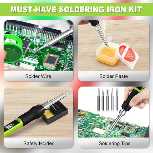 Soldering Iron Kit, 100W Soldering Gun with LED Digital Display, Adjustable Temperature 356-932? Solder Kit for Electronics, Includes Soldering Ir...