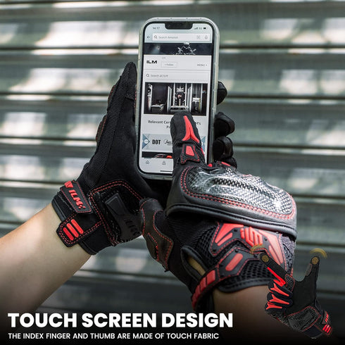 ILM Motorcycle Motocross Cycling Off-Road Dirt Bike Gloves for Men Women Touchscreen Hard Knuckle ATV MTB Guantes (Red, M)...