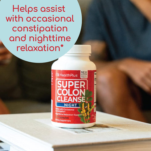 Health Plus Super Colon Cleanse Night Formula Digestive Support | Constipation Relief to Reduce Bloating with Probiotics and Valerian Root for Sle...