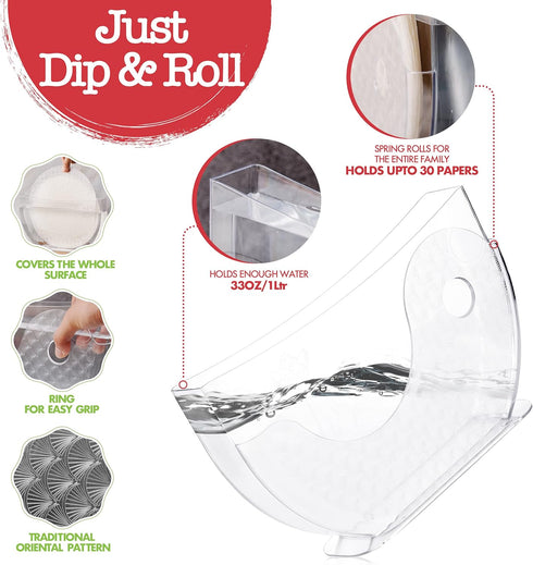 Rice Paper Water-Spring Roll Water Bowl,Rice Paper Holder for Rice Paper Wrappers for Spring Rolls,Summer Rolls. Spring Roll Maker,Banh trang hold...