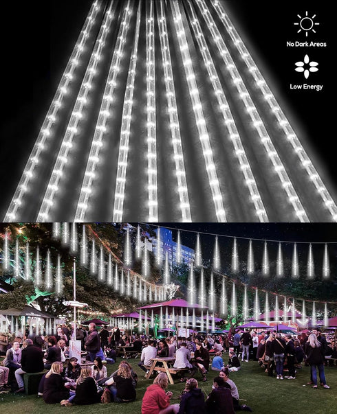 Christmas Lights Outdoor UL Certified Meteor Shower Lights 12 Inch 10 Tubes LED Falling Rain Drop Lights Icicle Snow Cascading Xmas Lights for Tre...