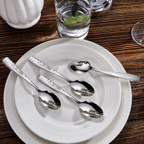 KEAWELL Premium 4-Piece Louis Hammered Spoons Set, 18/10 Stainless Steel, Set of 4, Fine Spoon Set with Squared Edge, Dishwasher Safe (6.4" Teaspo...