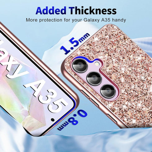 Galaxy A35 Glitter Case for Samsung Galaxy A35 5G Phone Case for Women Girls, Slim Ultra Thin Matte Back Shockproof Protective Cover for Samsung A...