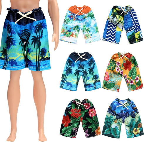 Bencailor 6 Pcs Doll Clothes Boy Doll Beach Shorts Tropical Print Swimsuit Doll Accessories for Boy Dolls (Stylish)...