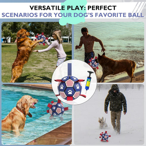 Dog Soccer Ball, 6'' World Cup Outdoor Interactive Dog Ball Toy, Dog Birthday Gift Toy for Tug of War,Puppy Toy, Dog Water Toy for Small&Medium Do...