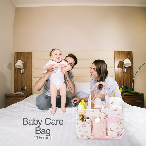 Baby Caddy Diaper Bag - Changing Bag Baby Multi-Function Travel Diaper Caddy Bags for Baby Care, Large Capacity, Stylish and Durable (Pink)...