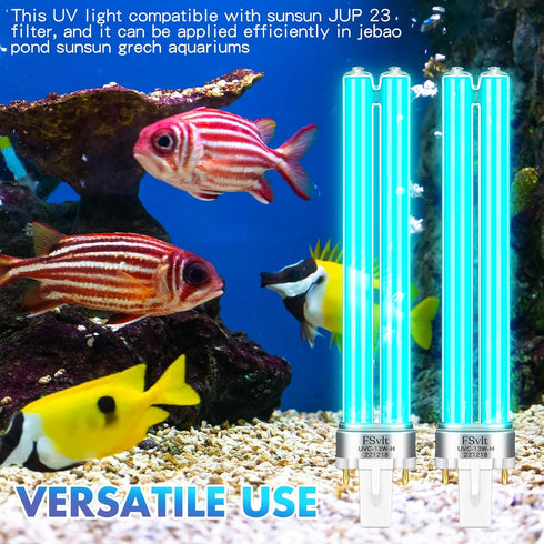2 Pcs G23 Base 13 Watt UV Light Bulb Compatible with Jebao Pond Sunsun 2 Pin Base UV Light for Aquarium Compatible with Sunsun JUP 23 Grech Aquari...