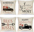 Hlonon Valentines Day Pillow Covers 18 x 18 Inches Set of 4 - Red Heart Truck Decor and Love Arrow Decor Throw Pillow Covers for Sofa Couch Cushio...