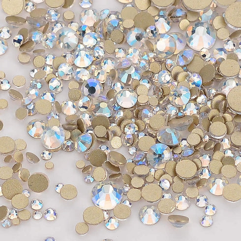 Dowarm 2650PCS Glue Fix Glass Flat Back Crystal Rhinestones, 6 Sizes 1.5mm 2mm 2.8mm 4mm 4.8mm 6.5mm, Non Hotfix Flatback Crystals for Crafts Nail...