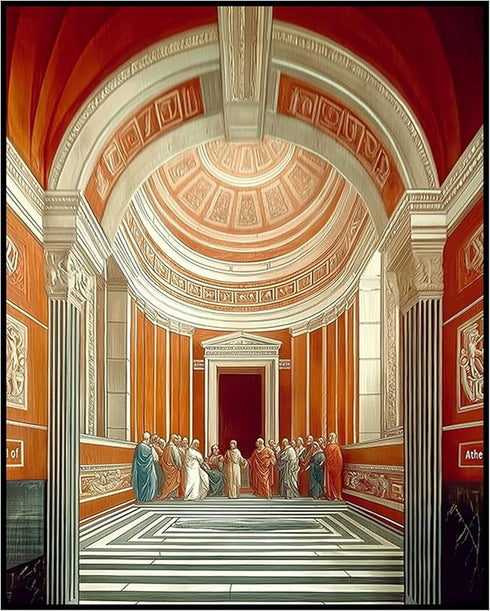Posterizer 1 pcs-architectural space art work inspired by The School of Athens-Religious Posters Gift For Buddhism Meditation philosophy Fans- unf...