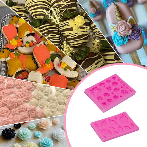 SIENON 33 Cavity Rose Flowers and Leaves Fondant Candy Silicone Molds For Sugarcraft, Cupcake Toppers, Soap, Polymer Clay, Crafting Projects, Wedd...