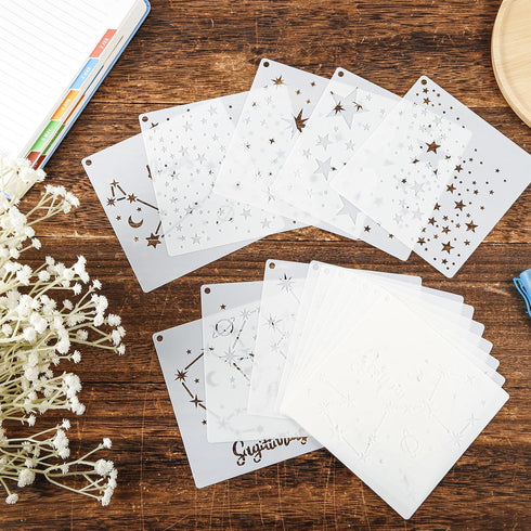 16pcs Star Stencils for Painting, 5.1 inch Reusable Constellations Stencils Rectangle Spray Paint Stencil for Painting on Wood, Crafts Cake Paper ...