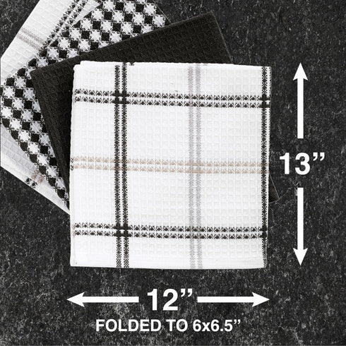 T-FAL Premium Waffle Dish Cloths: Highly Absorbent, Super Soft Long Lasting - 100% Cotton, 12"x13" Flat Waffle Dish Towel for Cleaning & Drying Di...