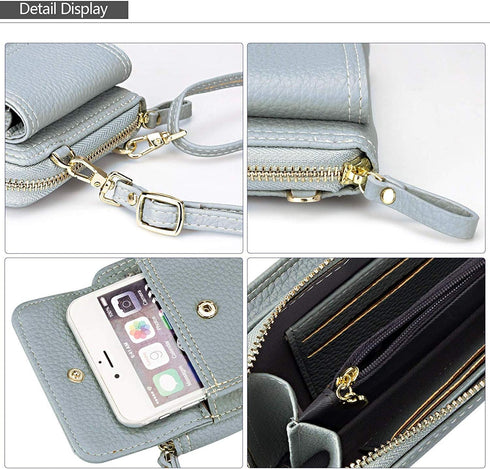 Women Crossbody Cell Phone Bag Small Shoulder Purse Leather Travel RFID Card Slots Wallet Case Handbag Phone Pocket Baggap Clutch for iPhone 11 Se...