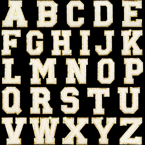 26 Pieces Glitters Patches Iron on Letters Chenille A-Z Patches Decorative Repair Embroidered Personalized Sew on for Clothing Repairing Hats Shir...