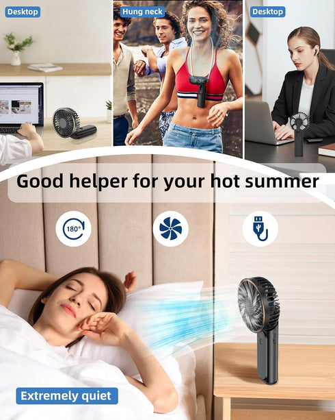 TUNISE Portable Handheld Fan, Portable Fan Rechargeable, 4000mAh, 180° Adjustable, 6 Speed Wind, Display Electricity in Real Time, USB Rechargeabl...