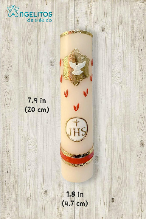 Seven Gifts with Dove JHS Holy Spirit Candle Vela de Los Siete Dones con Paloma Espiritu Santo...
