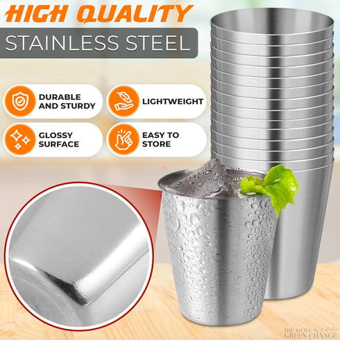 Metal Reusable Shot Glasses 30ml/1oz - 15 Pcs Stainless Steel Shot Glasses Unbreakable, Stylish Design, Good for Whiskey, Vodka, Tequila, Coffee –...