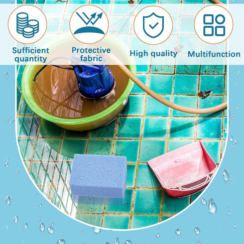 Yinder 2 Pcs Pools Pumice Stone for Cleaning Remover for Pool Tile 3.94 x 2.76 x 1.57 Inch Cleaning Pumice Tiles from Swimming Pool Spa Tile (Blue...