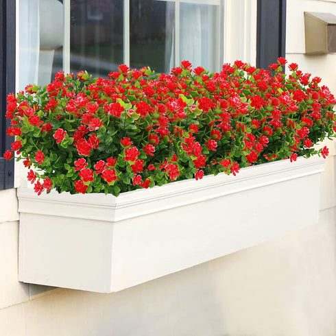 GREENRAIN Artificial Flowers Outdoor Fake Flowers for Decoration UV Resistant No Fade Faux Plastic Plants Garden Porch Window Box Décor (6 Bundles...