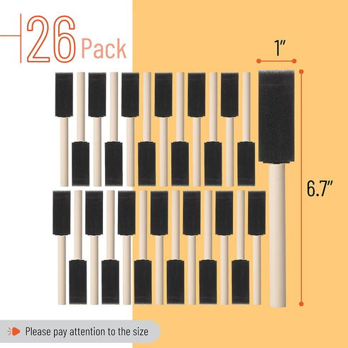 Bates- Foam Paint Brushes, 1 Inch, 26 Pack, Sponge Brushes, Sponge Paint Brush, Foam Brushes for Painting, Foam Brushes for Staining, Paint Sponge...
