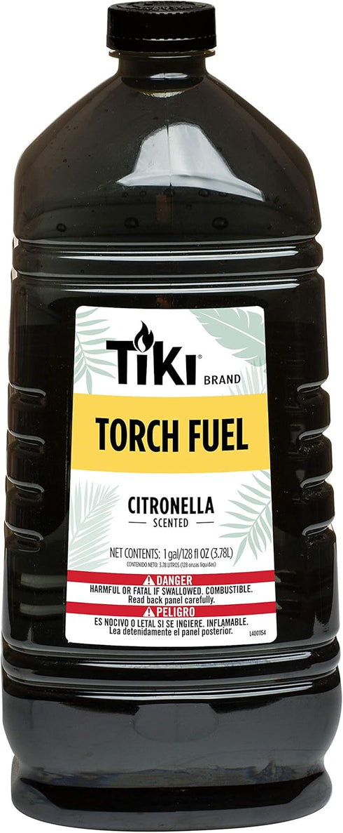 TIKI Citronella Torch Fuel - 1 Gallon (128 oz.), Easy Pour, Long-Lasting for Outdoor Torches & Table Torches, with Citronella & Lemongrass Oil, fo...