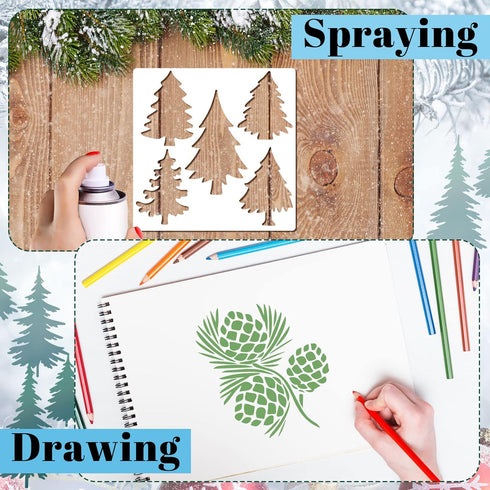20 Pieces Stencil Template for Painting Reusable Animal Plant Stencil Spring Summer Winter Template, DIY Christmas Stencils for Painting on Wood W...