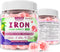 Vegan Iron Gummies Supplement - High Absorption Chelated Bisglycinate Iron with Vitamin C, B-Complex, Folate for Energy, Blood Builder Iron Filled...