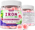 Vegan Iron Gummies Supplement - High Absorption Chelated Bisglycinate Iron with Vitamin C, B-Complex, Folate for Energy, Blood Builder Iron Filled...