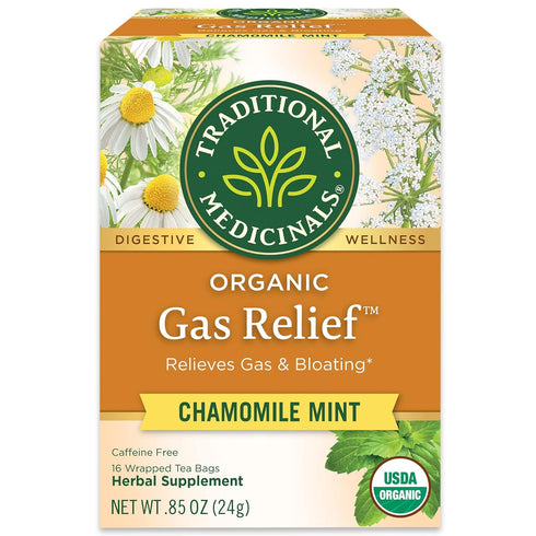 Traditional Medicinals Tea, Organic Gas Relief, Relieves Gas & Bloating, Chamomile Mint, 16 Tea Bags...