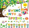 135 Pcs Spring Bulletin Board Decoration Tree Bulletin Board Decoration Bulletin Board Tree Cutout Bunny Butterfly Flower Decorations for Easter C...