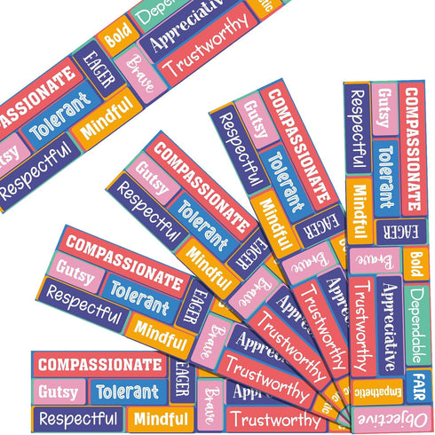 60 Pcs 59 Feet Positive Words Bulletin Board Borders Motivational Bulletin Board Paper Teachers Chalk It Up Calendar Trimmer Border for Bulletin B...