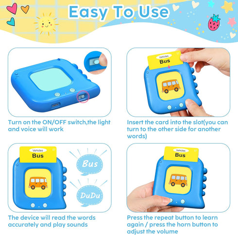 Kids Toddler Talking Flash Cards with 224 Sight Words,Montessori Toys,Speech Therapy,Autism Sensory Toys,Learning Educational Gifts for Age 1 2 3 ...