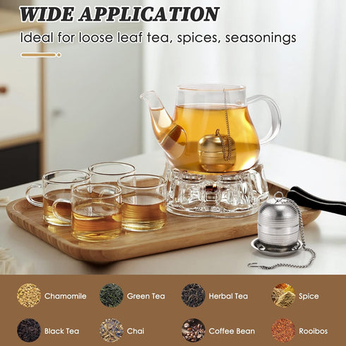 2 Pack Tea Infusers for Loose Tea, Extra Fine Mesh 18/8 Stainless Steel Tea Strainers, Loose Leaf Tea Steeper Tea Ball Tea Diffuser Tea Holder wit...