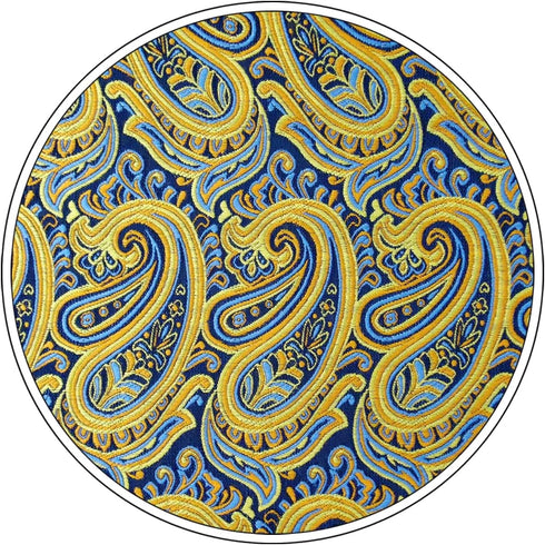 S&W SHLAX&WING Mens Ties Silk Neckties Yellow Mustard Paisley Matching Pocket Square...