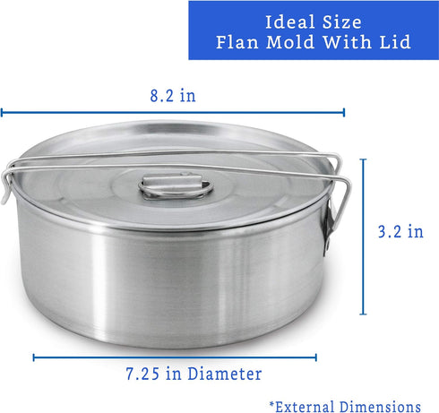 Flan Mold with Lid - Authentic Mexican Flan Pan - Flan Molds for Baking with Water Bath - Molde para Flan - Flaneras Moldes con Tapa Baño Maria...