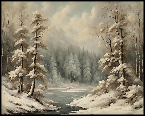 Posterizer 1 pcs-snowy winter scene of trees and nature 11-Landscape & Nature Art-GIft for Men Women Teens-Living Room Bedroom Decor- unframed wal...