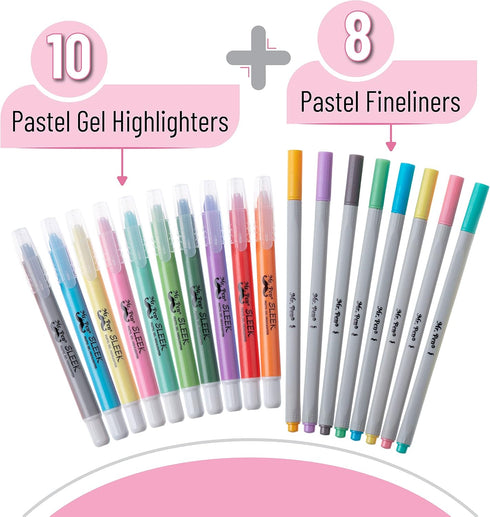 Mr. Pen- Bible Gel Highlighters and Fineliner Pens No Bleed, Pastel Colors, 18 Pcs, Bible Journaling Kit, Bible Highlighters and Pens No Bleed, Bi...