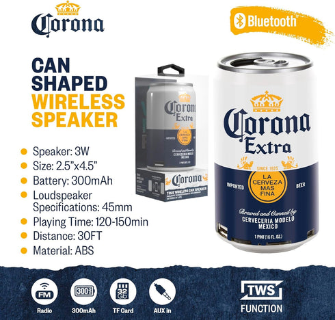 Corona Can Beer Bluetooth Can Shaped Speaker Bluetooth Bottle Speaker Portable Wireless Speaker Portable Travel Stereo Speaker for Outdoor and Ind...