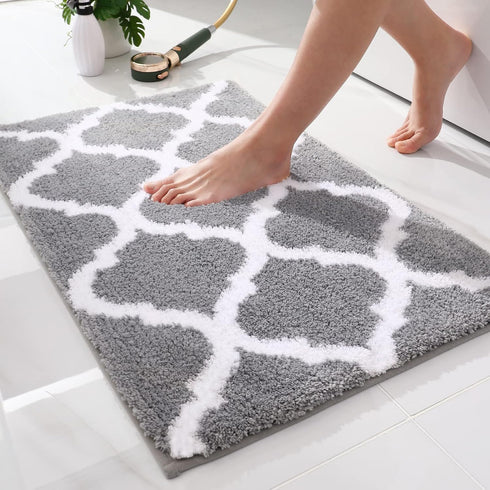 OLANLY Bathroom Rugs 24x16, Soft and Absorbent Microfiber Bath Rugs, Non-Slip Shaggy Shower Carpet, Machine Wash Dry, Bath Mats for Bathroom Floor...