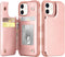 Arae Compatible for iPhone 12/12 Pro 6.1 inch Case with Card Holder - Wallet Case with PU Leather Card Pockets Back Flip Cover - Rose Gold...