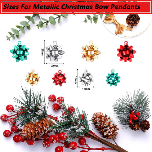 CEALXHENY 25PCS Christmas Charms for Jewelry Making Red Green Xmas Bow Charm Pendants for DIY Earring Bracelet Necklaces Holiday Clothes Sewing Ba...