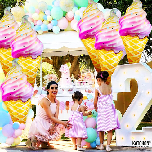 KatchOn, Ice Cream Balloons - Big 37 Inch, Pack of 6 | Ice Cream Party Decoration | Icecream Cone Balloons for Birthday Party Decorations | Summer...